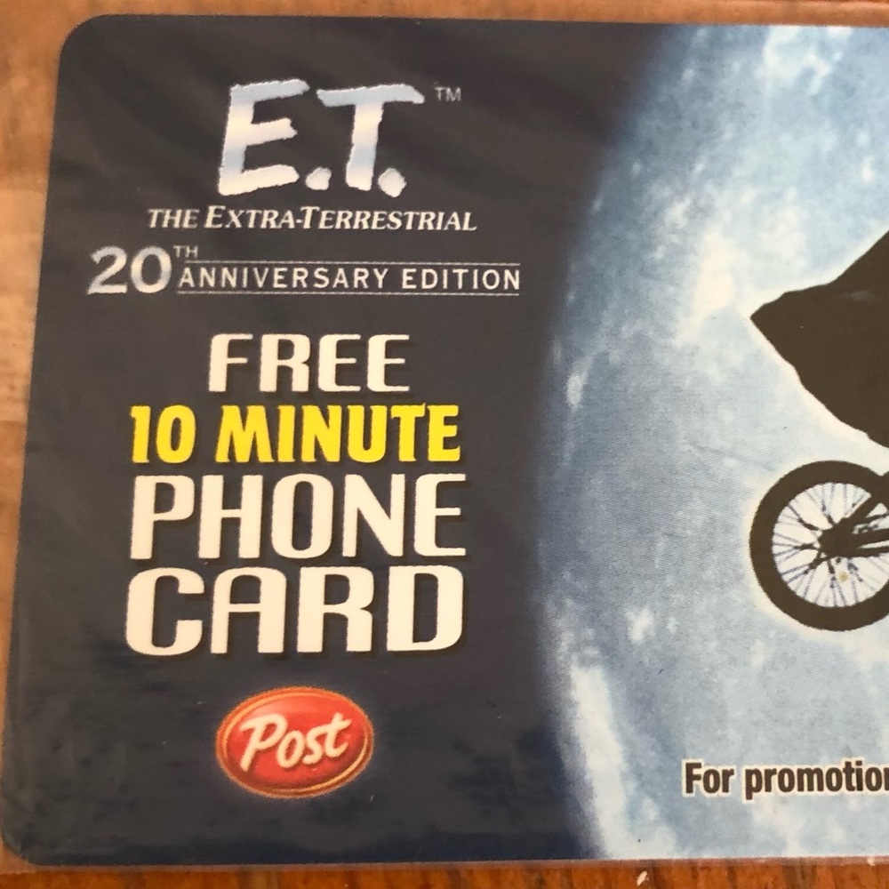 ET Movie Memorabilia Phone Card Circa 1989-90s